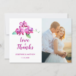 Tarjeta De Agradecimiento Acuarela Orquídea Púrpura Boda Floral Gracias