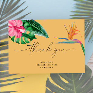 Tarjeta De Agradecimiento Acuarela Palma tropical, gracias ducha de novia