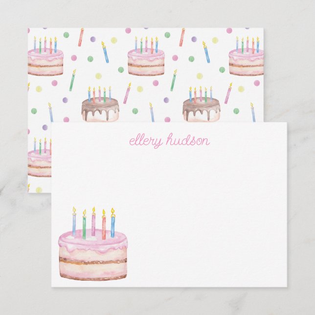 Tarjeta De Agradecimiento Acuarela Pastel rosa de cumpleaños personalizado (Anverso / Reverso)