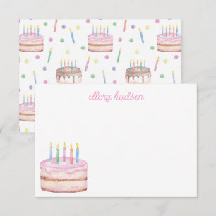 Tarjeta De Agradecimiento Acuarela Pastel rosa de cumpleaños personalizado