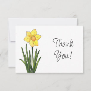 Tarjeta De Agradecimiento Acuarela, pluma y tinta Daffodil