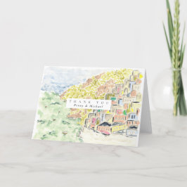 Tarjeta De Agradecimiento Acuarela Positano Italia Gracias Cartas