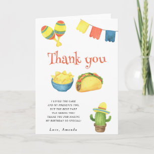 Tarjeta De Agradecimiento Acuarela primera fiesta de cumpleaños gracias