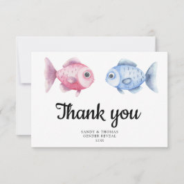 Tarjeta De Agradecimiento Acuarela Revelación de género gracias a la pesca