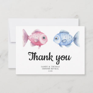 Tarjeta De Agradecimiento Acuarela Revelación de género gracias a la pesca