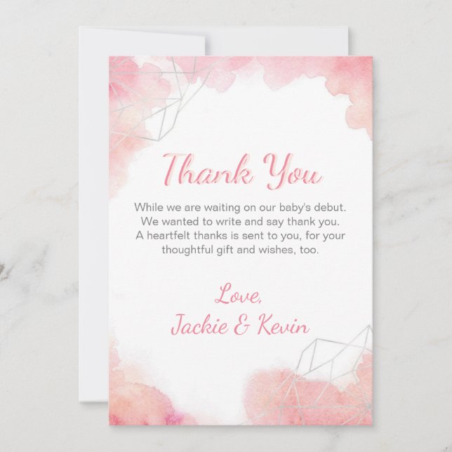 Tarjeta De Agradecimiento Acuarela rosa (Anverso)