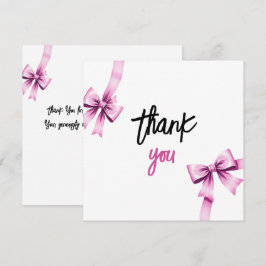 Tarjeta De Agradecimiento Acuarela Rosa Bows Coquette Sweet 16 Cumpleaños