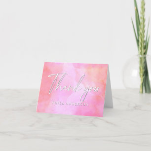 Tarjeta De Agradecimiento Acuarela Rosa Moderno Elegante Personalizado