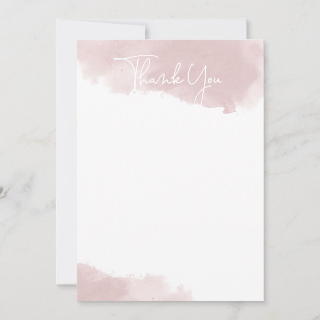 Tarjeta de agradecimiento acuarela rosa rubor (Anverso)