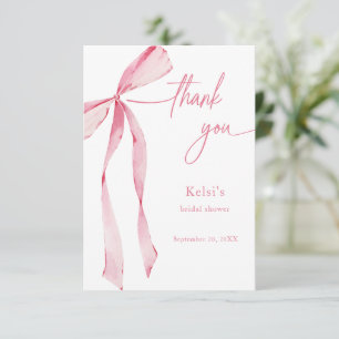 Tarjeta De Agradecimiento Acuarela Rosa Rubor Lazo Despedida de Soltera