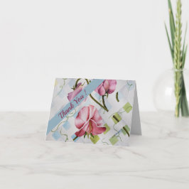 Tarjeta De Agradecimiento Acuarela rosada de los guisantes de olor floral