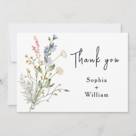Tarjeta De Agradecimiento Acuarela Rustica Flor silvestre Tema Boda moderno