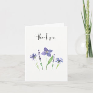 Tarjeta De Agradecimiento Acuarela simple de flor silvestre y lavanda