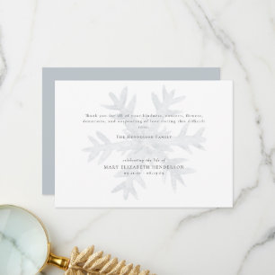 Tarjeta De Agradecimiento Acuarela Snowflake Bereavement Funeral Gracias