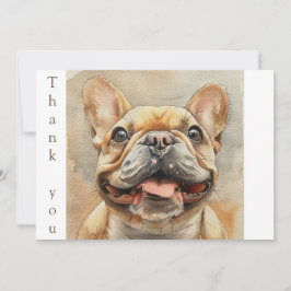 Tarjeta De Agradecimiento Acuarela Sonriente Bulldog francés