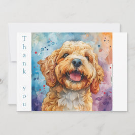 Tarjeta De Agradecimiento Acuarela Sonriente Goldendoodle