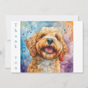 Tarjeta De Agradecimiento Acuarela Sonriente Goldendoodle