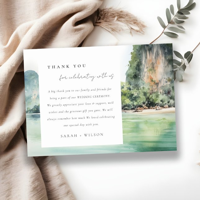 Tarjeta De Agradecimiento Acuarela suave Boda costero del paisaje marino de  (Subido por el creador)
