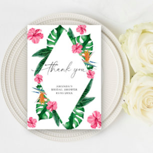 Tarjeta De Agradecimiento Acuarela Tropical - gracias regadera de boda