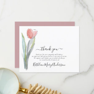 Tarjeta De Agradecimiento Acuarela Tulip Floral Funeral