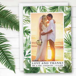 Tarjeta De Agradecimiento Acuarela Verde tropical Amor Gracias Boda