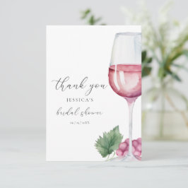 Tarjeta De Agradecimiento Acuarela Vino antes de los Votos Despedida de Solt