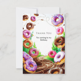 Tarjeta De Agradecimiento Acuarela Whimsy Donut Cumpleaños