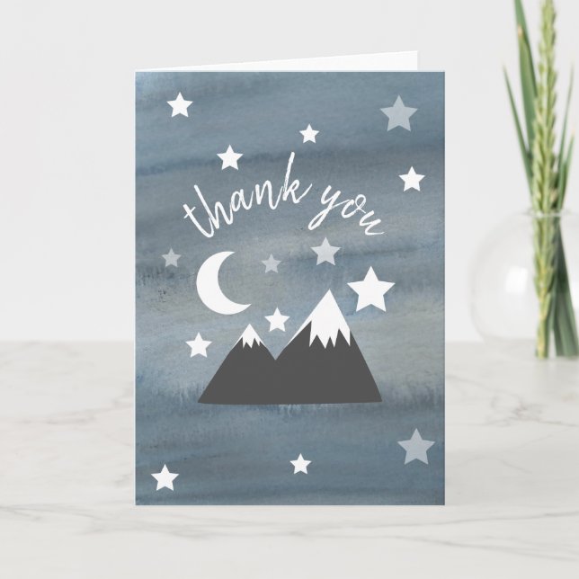 Tarjeta De Agradecimiento Acuarela Wilderness Stars Mountains Gracias (Anverso)