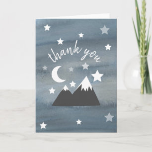 Tarjeta De Agradecimiento Acuarela Wilderness Stars Mountains Gracias