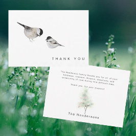 Tarjeta De Agradecimiento Acuarelas Aves Funeral Gracias