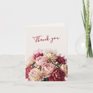 Tarjeta De Agradecimiento Acuarelas en Flor | Boda Romántica de Peonías