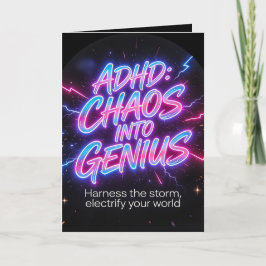 Tarjeta De Agradecimiento ADHD Chaos Into Genius Neon Motivational Quote 