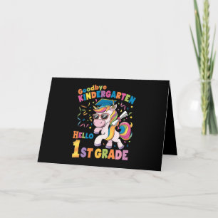 Tarjeta De Agradecimiento Adiós Kindergarten Hola primer grado Unicornio
