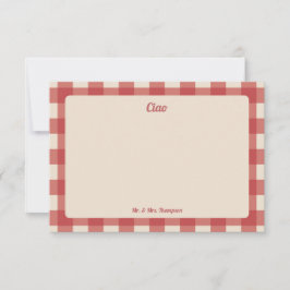 Tarjeta De Agradecimiento Adiós Sr y Sra Patrón de cuadros rojos Gingham