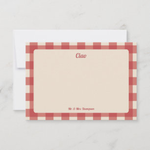 Tarjeta De Agradecimiento Adiós Sr y Sra Patrón de cuadros rojos Gingham