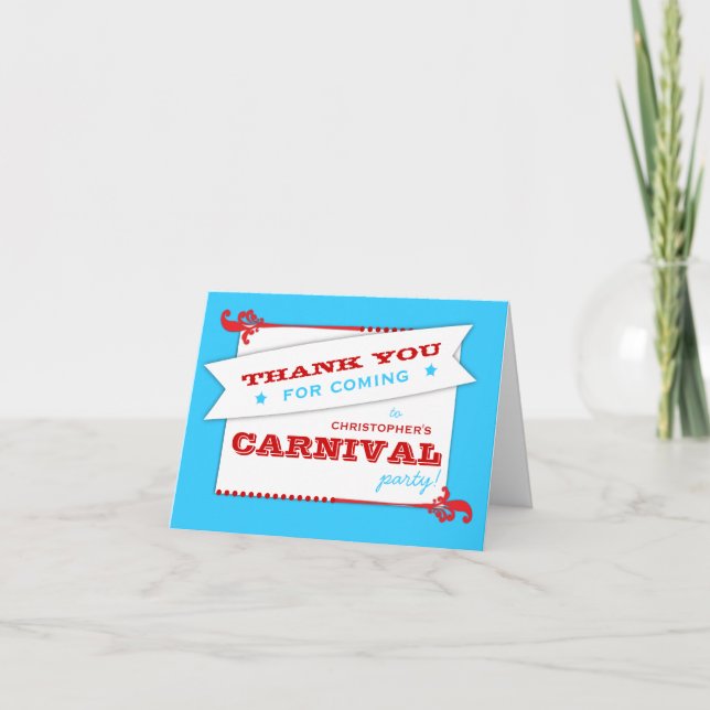 Tarjeta De Agradecimiento Admitir un cumpleaños de carnaval Cartas de agrade (Anverso)