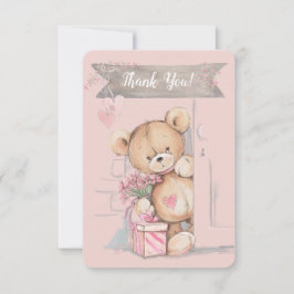 Tarjeta De Agradecimiento Adorable acuarela Teddy Bear Baby Shower