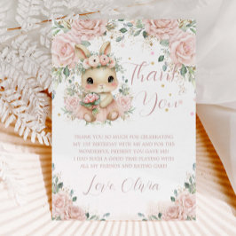 Tarjeta De Agradecimiento Adorable Baby Bunny Rabbit Rubor 12º cumpleaños