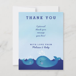 Tarjeta De Agradecimiento Adorable Baby Shower Nautical Whale