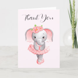 Tarjeta De Agradecimiento Adorable Ballerina Elephant En Pointe