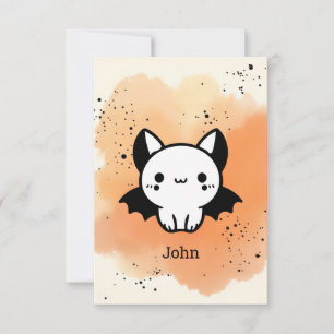 Tarjeta De Agradecimiento Adorable Bat Buddy - Arte de guardería Minimalista