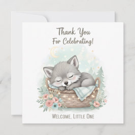 Tarjeta De Agradecimiento Adorable bebé lobo esponjoso Shower de bebé