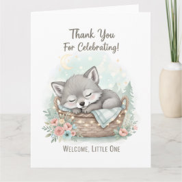 Tarjeta De Agradecimiento Adorable bebé lobo esponjoso Shower de bebé