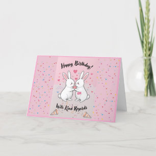 Tarjeta De Agradecimiento Adorable Bunny Birday Card