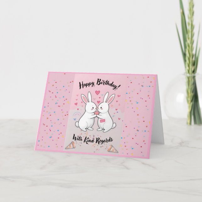 Tarjeta De Agradecimiento Adorable Bunny Birday Card (Anverso)
