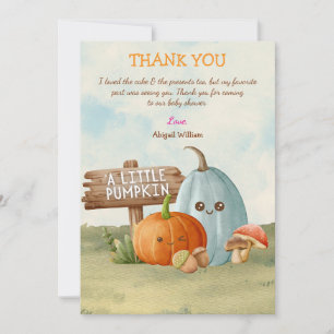 Tarjeta De Agradecimiento Adorable Calabaza Baby Shower Gracias a las tarjet