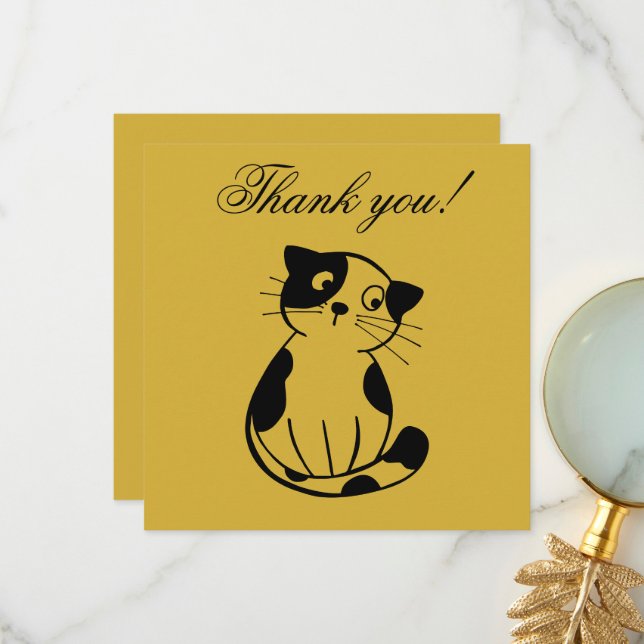 Tarjeta De Agradecimiento Adorable Cat Fish Design Custom (Anverso/Reverso In Situ)