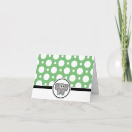 Tarjeta De Agradecimiento Adorable Elephant personalizado Green Polka Dot Ca