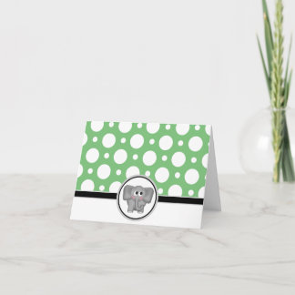 Tarjeta De Agradecimiento Adorable Elephant personalizado Green Polka Dot Ca