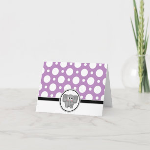 Tarjeta De Agradecimiento Adorable Elephant personalizado Púrple Polka Dot C